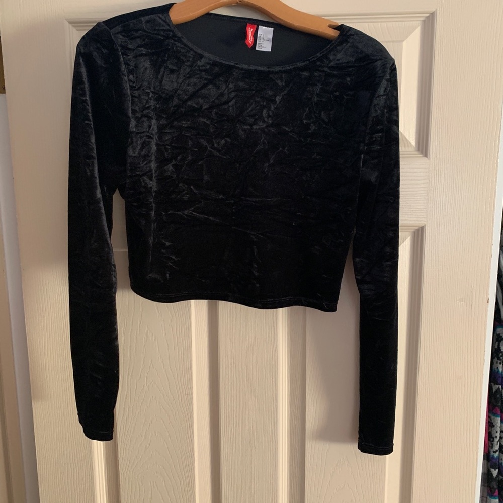Black Velvet Crop Top
